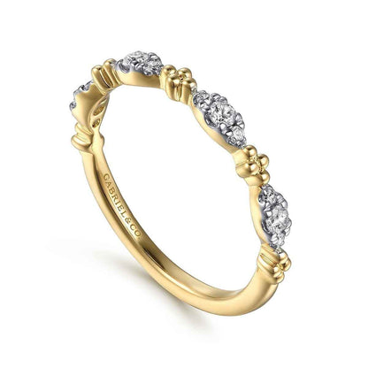 Gabriel & Co. 1/5 ct. tw. Diamond Bead Cluster Ring in 14K Yellow Gold front view