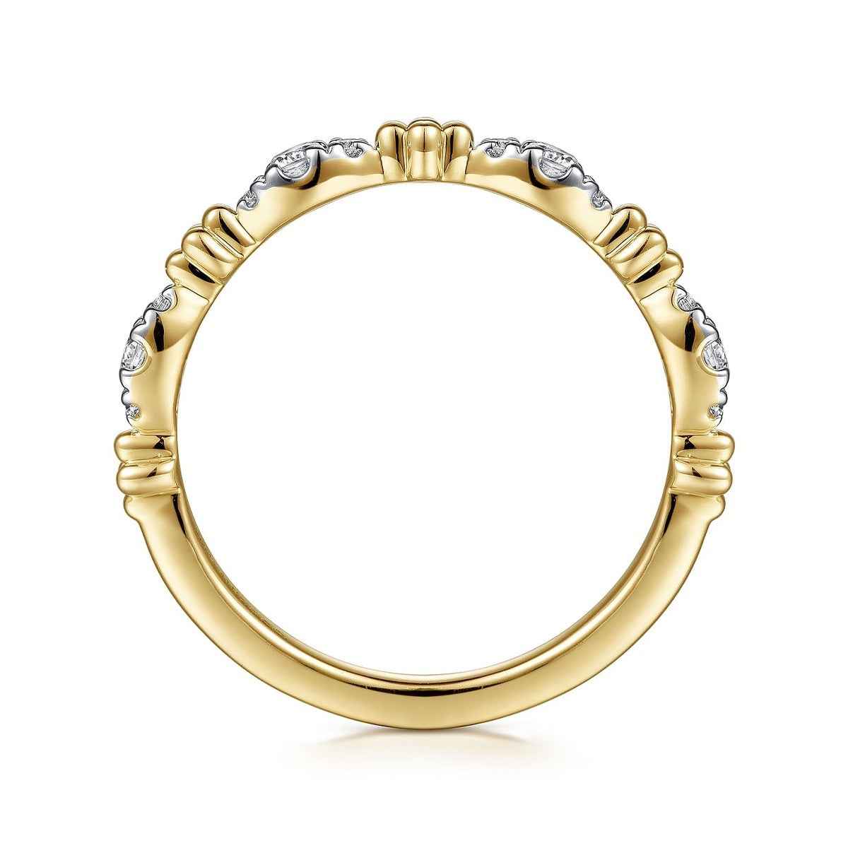 Gabriel & Co. 1/5 ct. tw. Diamond Bead Cluster Ring in 14K Yellow Gold close-up detail