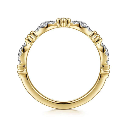 Gabriel & Co. 1/5 ct. tw. Diamond Bead Cluster Ring in 14K Yellow Gold close-up detail
