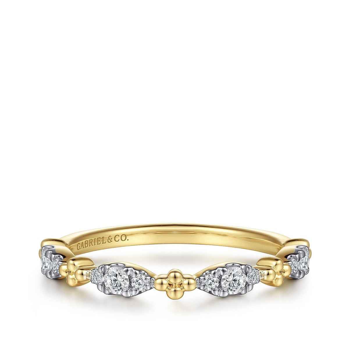 Gabriel & Co. 1/5 ct. tw. Diamond Bead Cluster Ring in 14K Yellow Gold