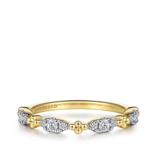 Gabriel & Co. 1/5 ct. tw. Diamond Bead Cluster Ring in 14K Yellow Gold