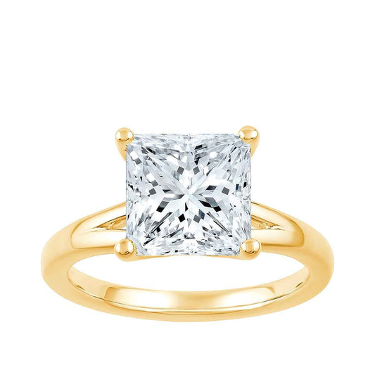Adamante 3 ct. tw. Lab-Grown Princess Cut Diamond Solitaire Split Shank Engagement Ring in 14K Yellow Gold