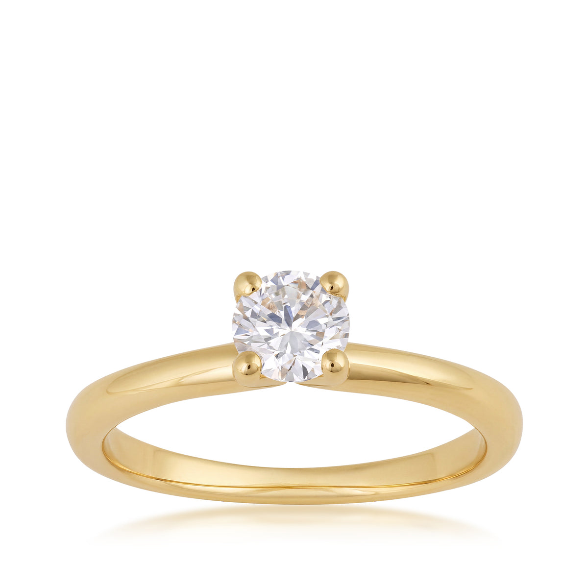 3/4 ct. round diamond solitaire yellow gold engagement ring