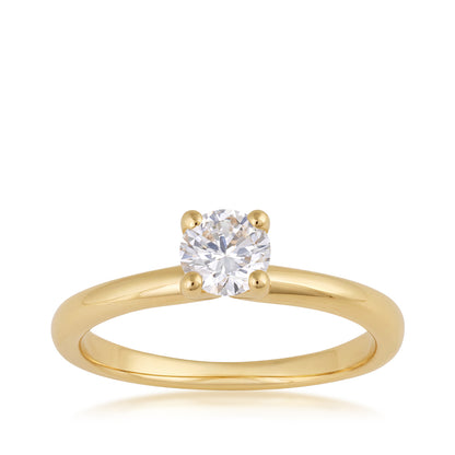 3/4 ct. round diamond solitaire yellow gold engagement ring