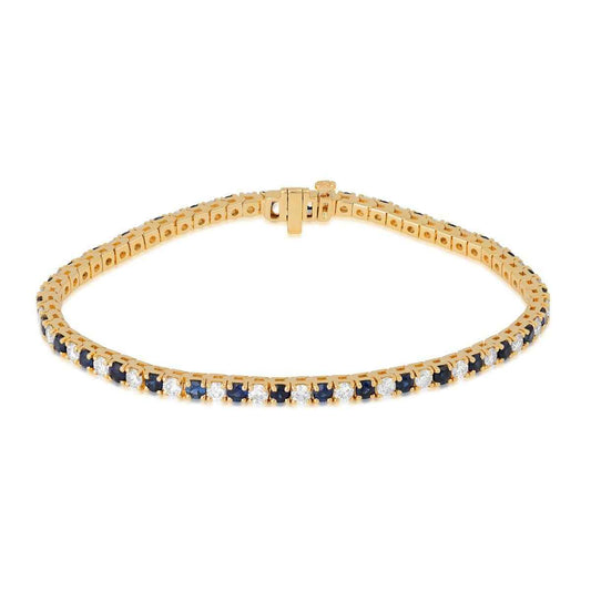 Sapphire & 2-1/2 ct. tw. Diamond Tennis Bracelet in 14K Yellow Gold