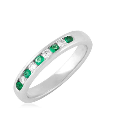 Emerald & 1/7 ct. tw. Diamond Stackable Ring in 14K White Gold