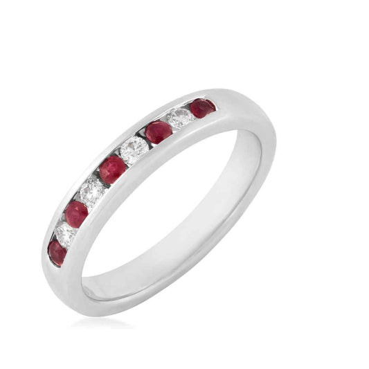 Ruby & 1/7 ct. tw. Diamond Stackable Ring in 14K White Gold