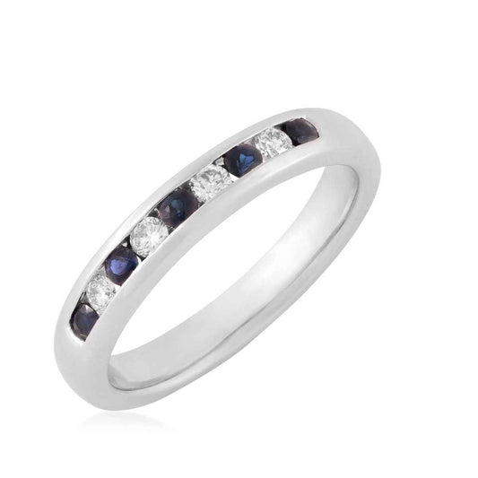 Sapphire & 1/7 ct. tw. Diamond Stackable Ring in 14K White Gold
