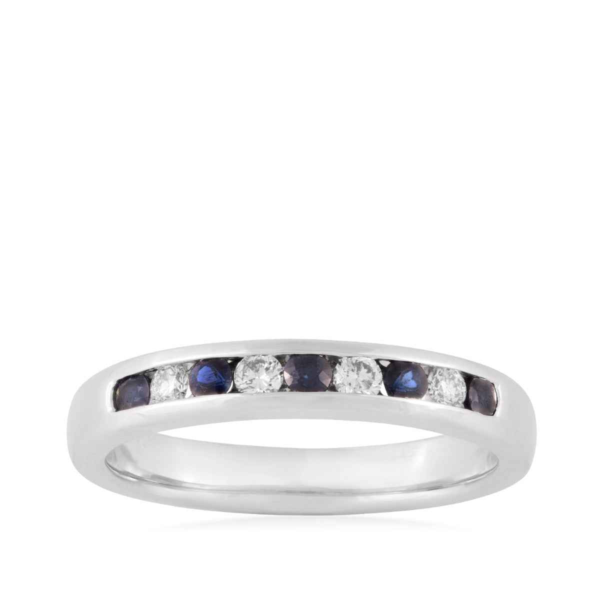 Sapphire & 1/7 ct. tw. Diamond Stackable Ring in 14K White Gold