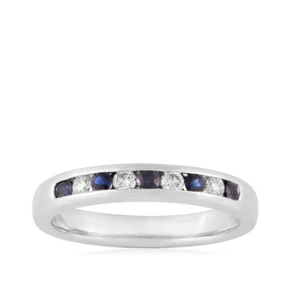 Sapphire & 1/7 ct. tw. Diamond Stackable Ring in 14K White Gold