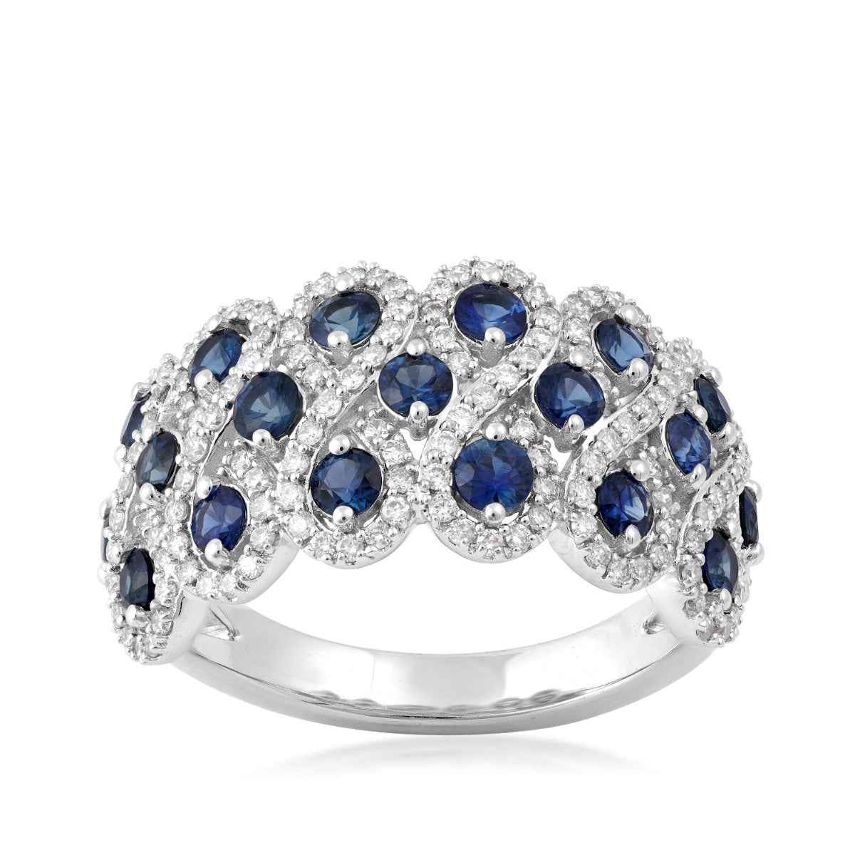 Sapphire & 5/8 ct. tw. Diamond Lattice Ring in 14K White Gold