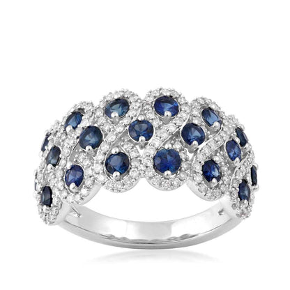 Sapphire & 5/8 ct. tw. Diamond Lattice Ring in 14K White Gold