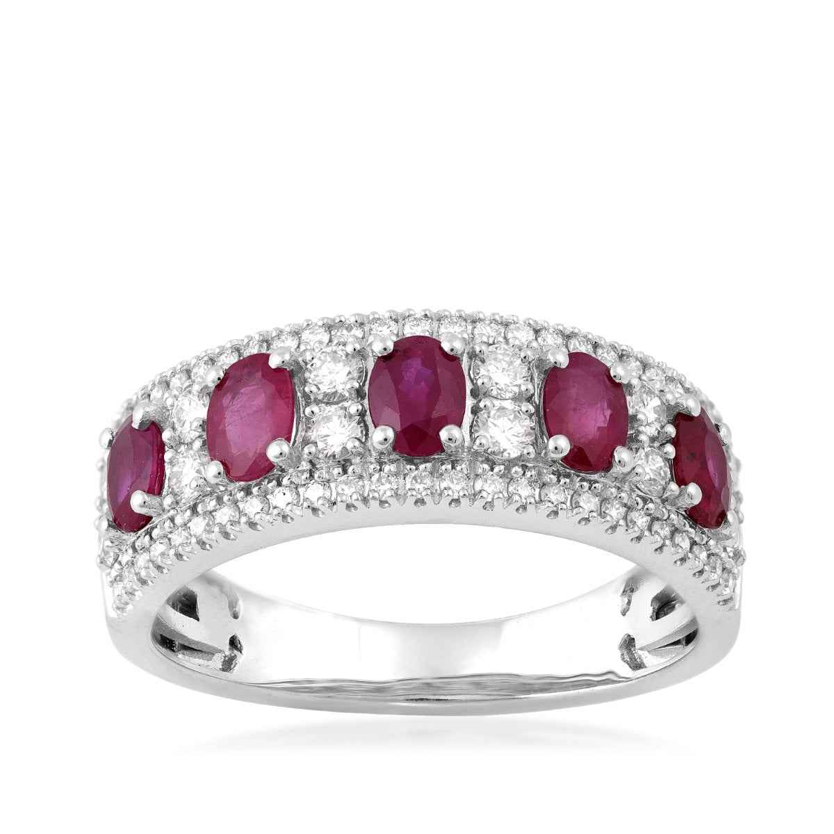 Oval Ruby & 1/2 ct. tw. Diamond Ring in 14K White Gold