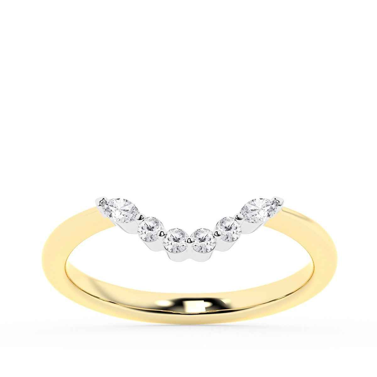 Adamante 1/8 ct. tw. Lab-Grown Diamond Contour Wedding Ring in 14K Yellow Gold