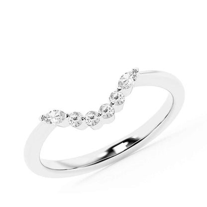 Adamante 1/8 ct. tw. Lab-Grown Diamond Contour Wedding Ring in 14K White Gold front view