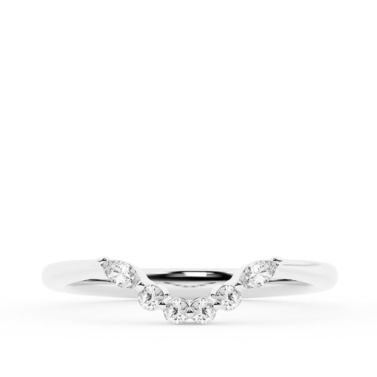 Adamante 1/8 ct. tw. Lab-Grown Diamond Contour Wedding Ring in 14K White Gold close-up detail