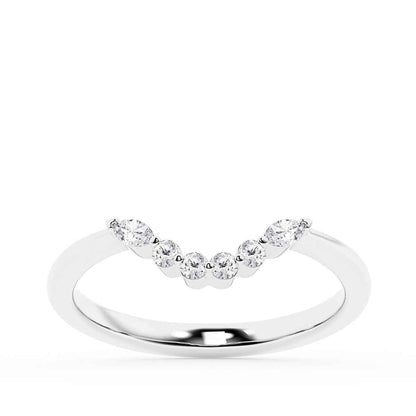 Adamante 1/8 ct. tw. Lab-Grown Diamond Contour Wedding Ring in 14K White Gold