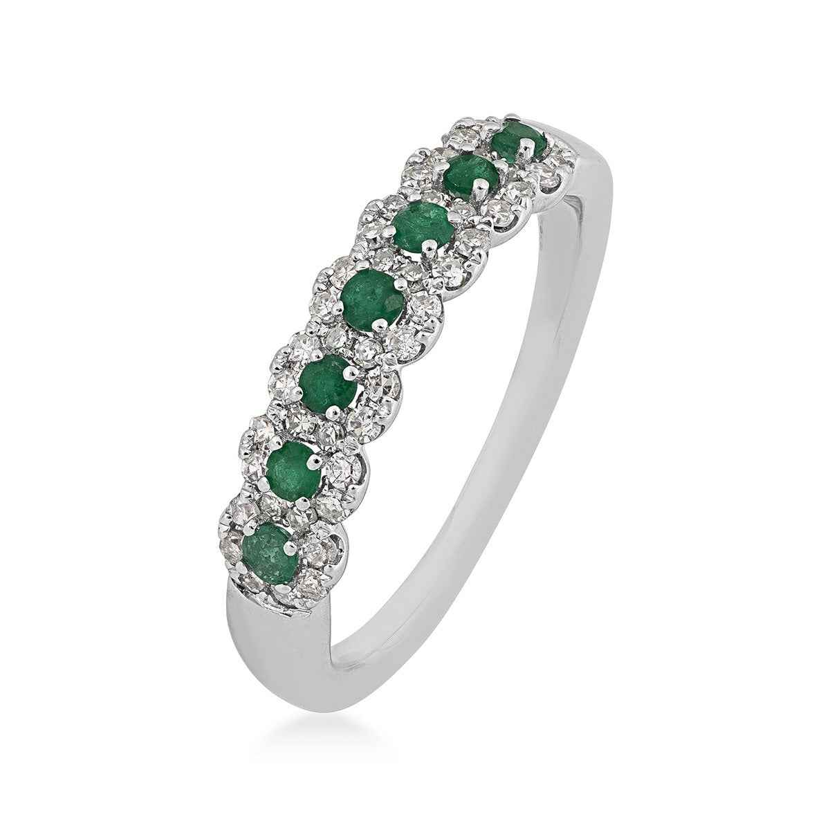 Emerald & 1/4 ct. tw. Diamond Ring in 14K White Gold
