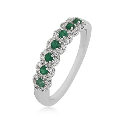 Emerald & 1/4 ct. tw. Diamond Ring in 14K White Gold