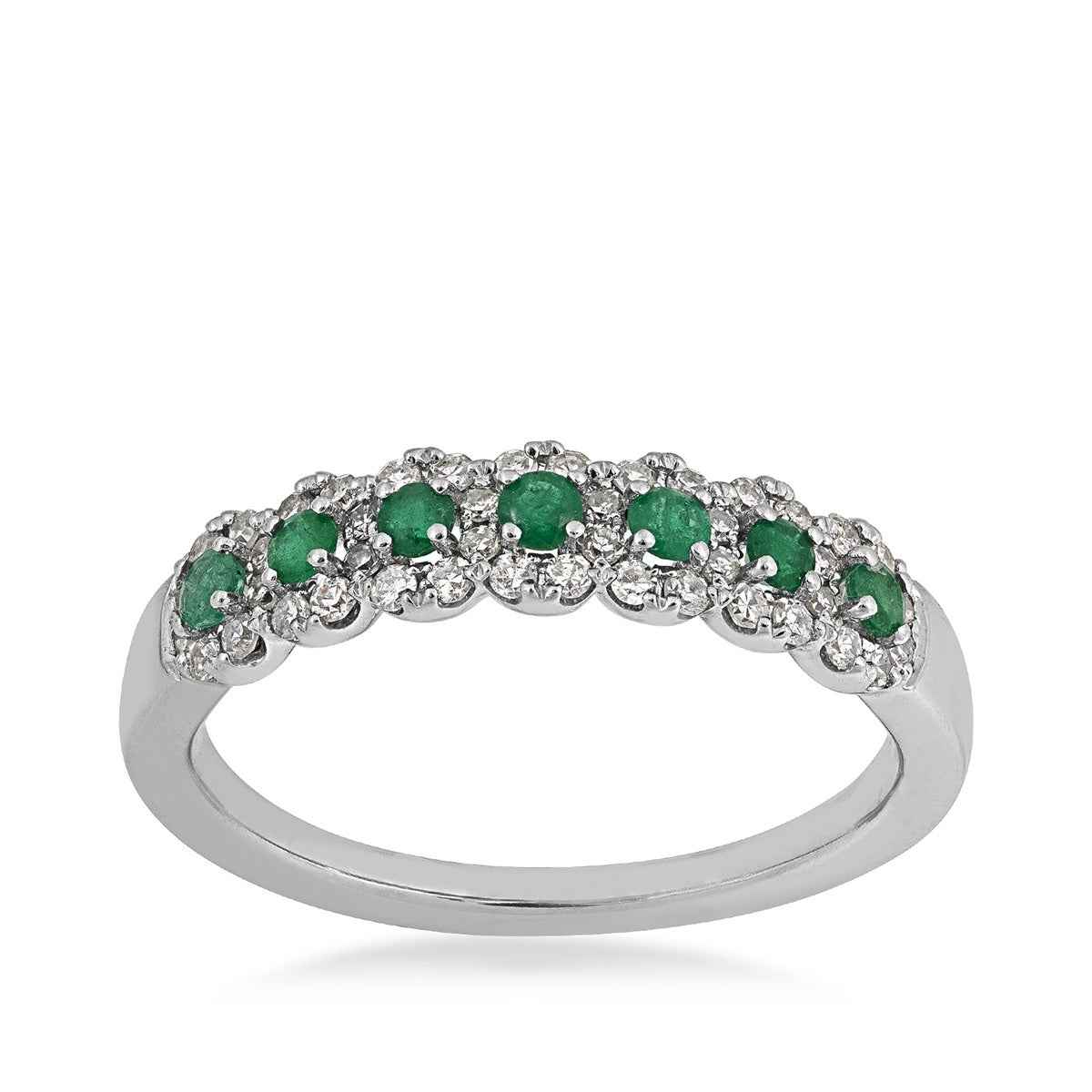Emerald & 1/4 ct. tw. Diamond Ring in 14K White Gold