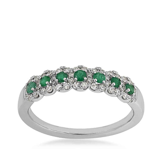 Emerald & 1/4 ct. tw. Diamond Ring in 14K White Gold