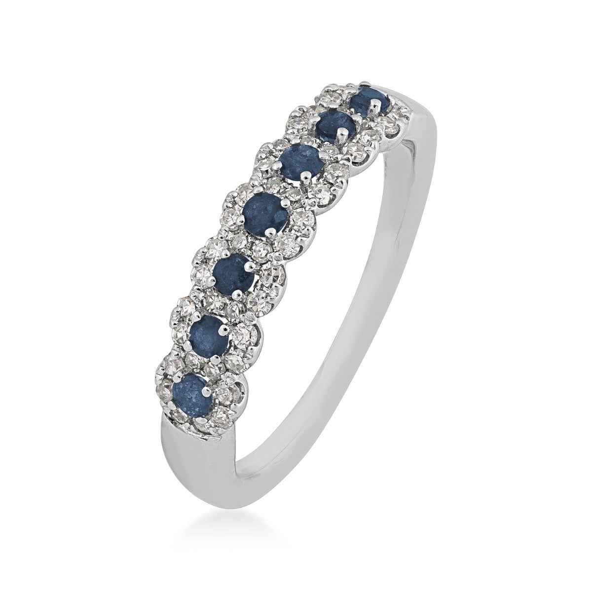 Sapphire & 1/4 ct. tw. Diamond Ring in 14K White Gold