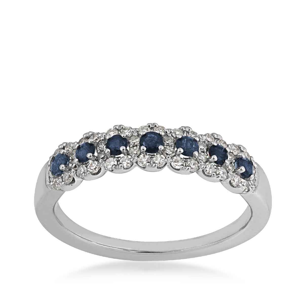 Sapphire & 1/4 ct. tw. Diamond Ring in 14K White Gold