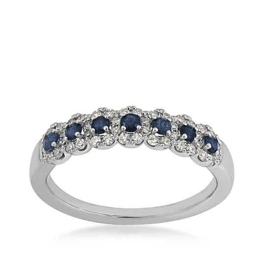 Sapphire & 1/4 ct. tw. Diamond Ring in 14K White Gold