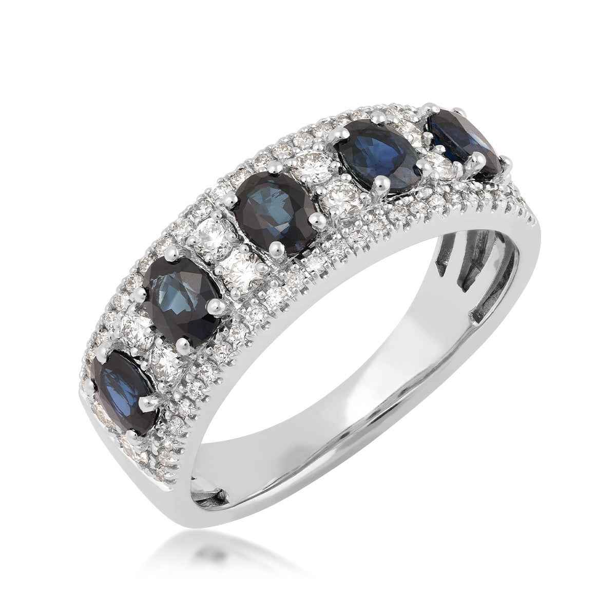 Oval Sapphire & 1/2 ct. tw. Diamond Ring in 14K White Gold