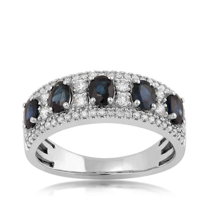 Oval Sapphire & 1/2 ct. tw. Diamond Ring in 14K White Gold