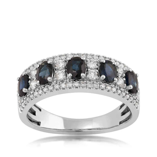 Oval Sapphire & 1/2 ct. tw. Diamond Ring in 14K White Gold