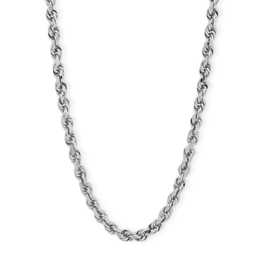 3.1MM 20-inch Solid Diamond Cut Rope Chain in 10K White Gold