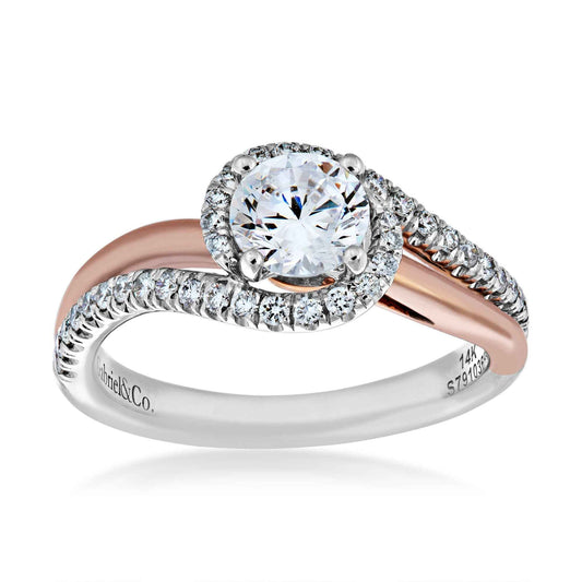 Gabriel & Co. 1/3 ct. tw. Diamond Wrap Semi-Mount Engagement Ring in 14K Pink and White Gold