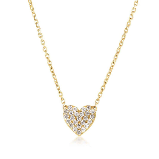 Demi Fine 1/6 ct. tw. Diamond Pave Heart Necklace in 10K Yellow Gold