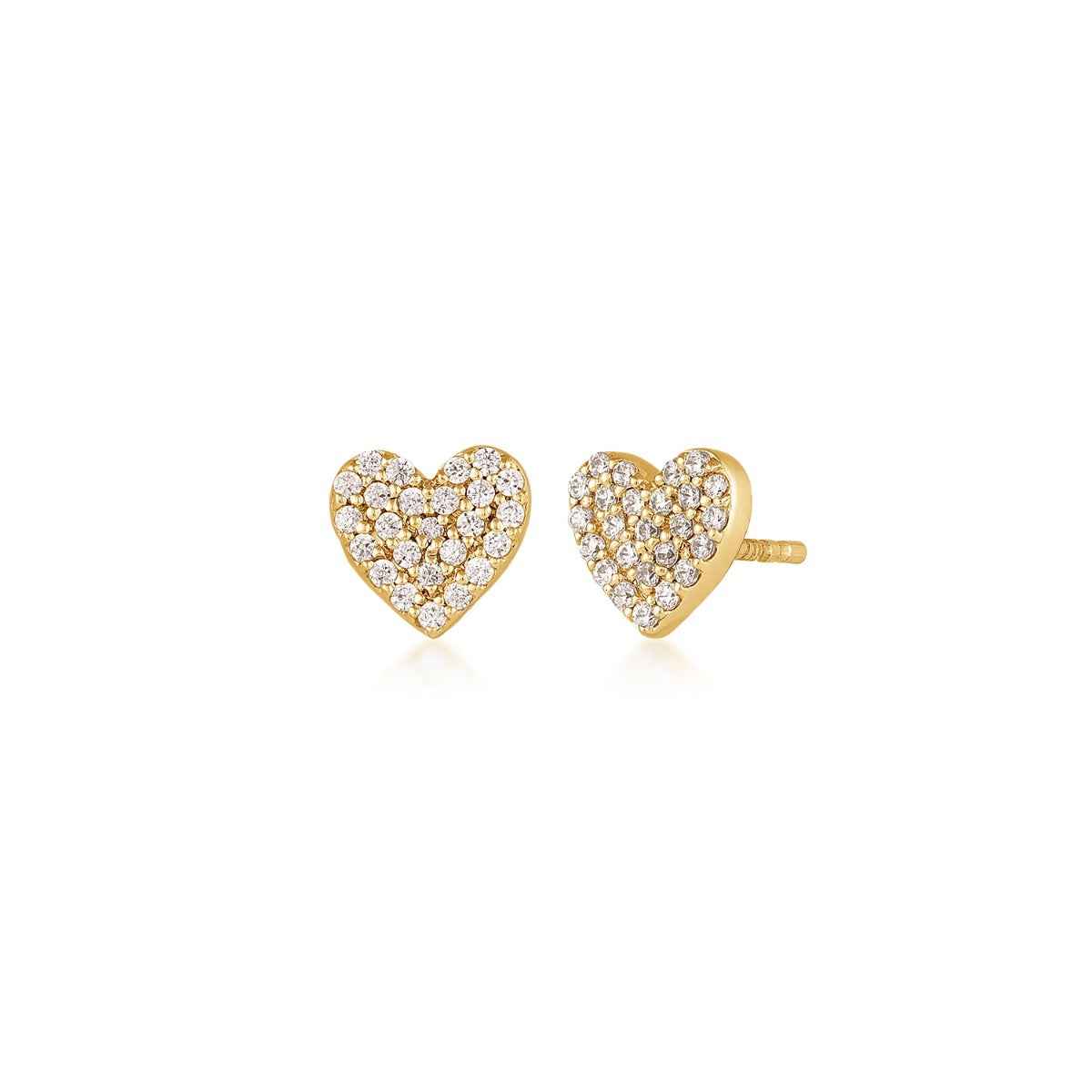 Demi Fine 1/5 ct. tw. Diamond Pave Heart Earrings in 10K Yellow Gold