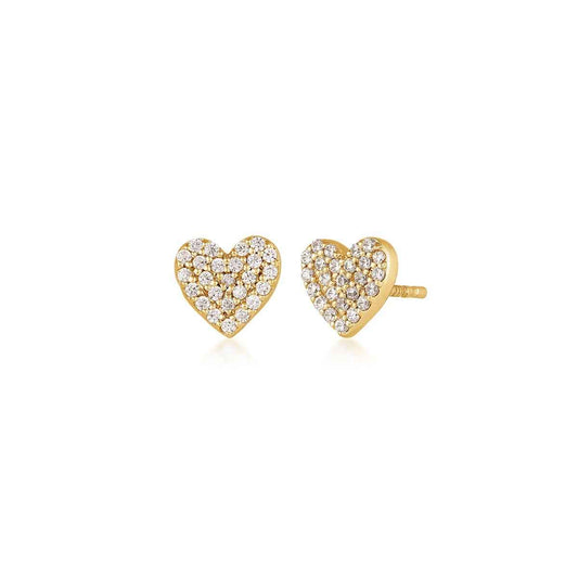 Demi Fine 1/5 ct. tw. Diamond Pave Heart Earrings in 10K Yellow Gold