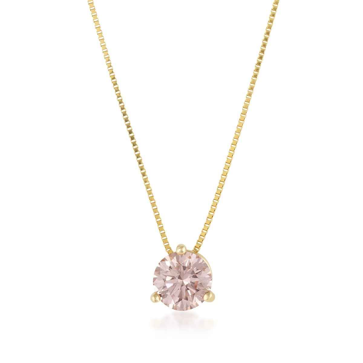 USA Collection 3/4 ct. tw. Lab-Grown Round Brilliant Treated Pink Diamond Solitaire Pendant in 14K Yellow Gold