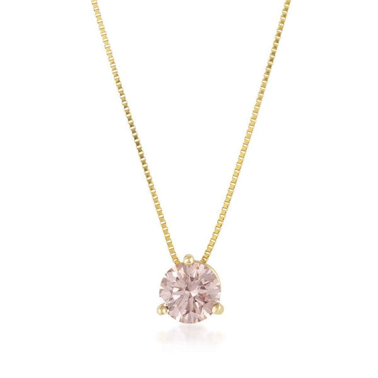 USA Collection 3/4 ct. tw. Lab-Grown Round Brilliant Treated Pink Diamond Solitaire Pendant in 14K Yellow Gold