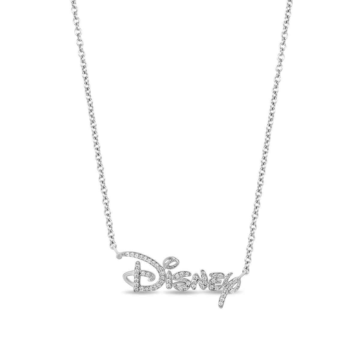 Enchanted Disney Signature 1/6 ct. tw. Diamond Necklace in Sterling Silver