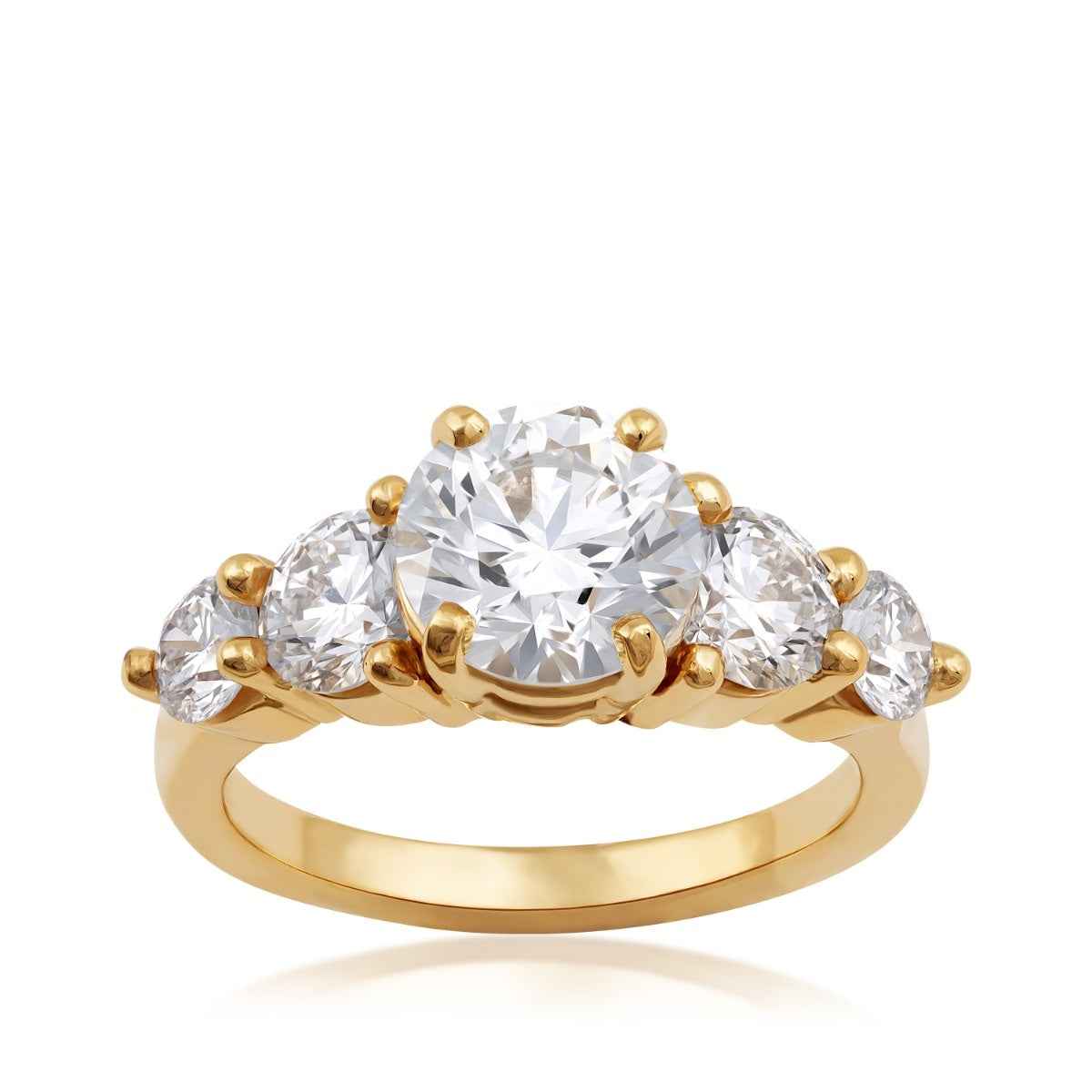 USA Collection 2-1/2 ct. tw. Lab-Grown Round 5-Stone Diamond Graduated Engagement Ring in 14K Yellow Gold