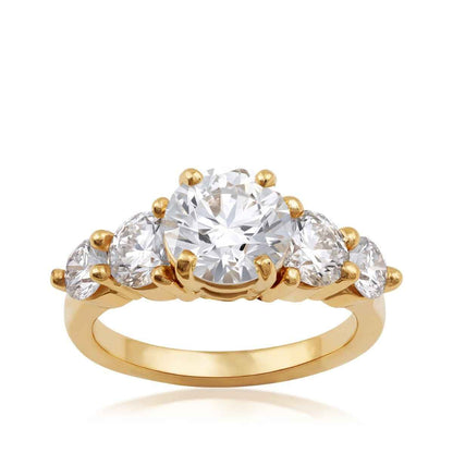 USA Collection 2-1/2 ct. tw. Lab-Grown Round 5-Stone Diamond Graduated Engagement Ring in 14K Yellow Gold