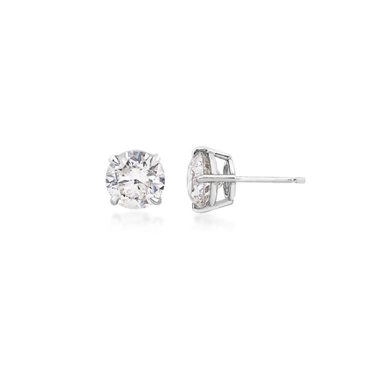 3-3/8 ct. tw. Round Brilliant Diamond Solitaire Earrings in 14K White Gold