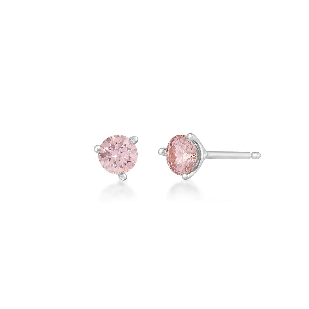 USA Collection 1/2 ct. tw. Lab-Grown Round Brilliant Treated Pink Diamond Solitaire Earrings in 14K White Gold