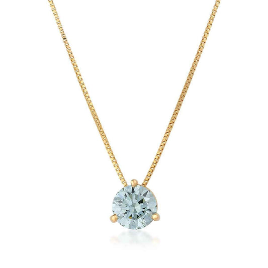 USA Collection 3/4 ct. tw. Lab-Grown Round Treated Blue Diamond Solitaire Pendant in 14K Yellow Gold