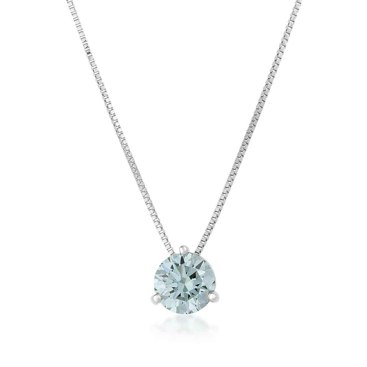 USA Collection 3/4 ct. tw. Lab-Grown Round Treated Blue Diamond Solitaire Pendant in 14K White Gold