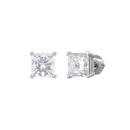 14K white gold Adamante lab-grown princess-cut diamond solitaire earrings with 3 ct. tw. diamonds