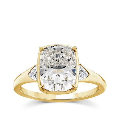 Adamante 3-1/5 ct. tw. Lab-Grown Cushion & Trillion Diamond Engagement Ring in 14K Yellow Gold