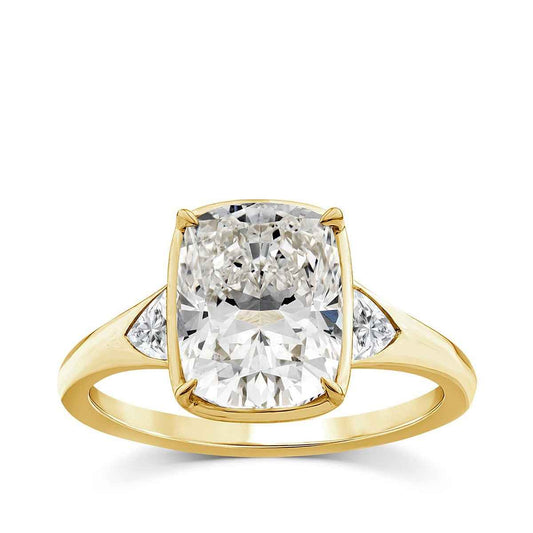 Adamante 3-1/5 ct. tw. Lab-Grown Cushion & Trillion Diamond Engagement Ring in 14K Yellow Gold