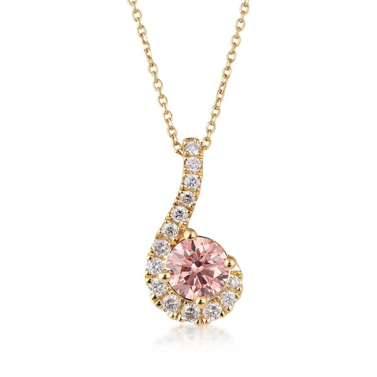 Sirena 1 ct. tw. Lab-Grown Treated Pink & White Diamond Half Halo Pendant in 14K Yellow Gold