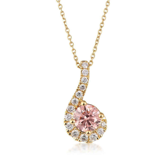 Sirena 1 ct. tw. Lab-Grown Treated Pink & White Diamond Half Halo Pendant in 14K Yellow Gold